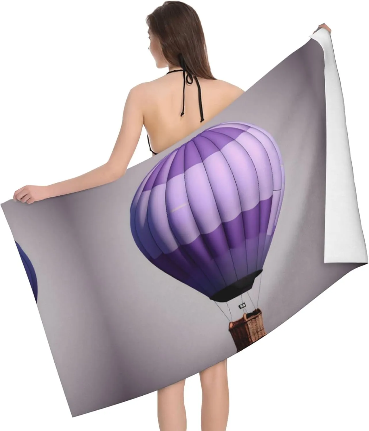 Lavender Hot Air Balloon Absorbent Quick Dry Towel for Swimmers Pool Sand Proof Beach Towels for Women Men