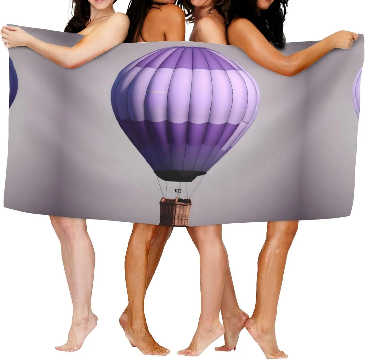 Lavender Hot Air Balloon Absorbent Quick Dry Towel for Swimmers Pool Sand Proof Beach Towels for Women Men