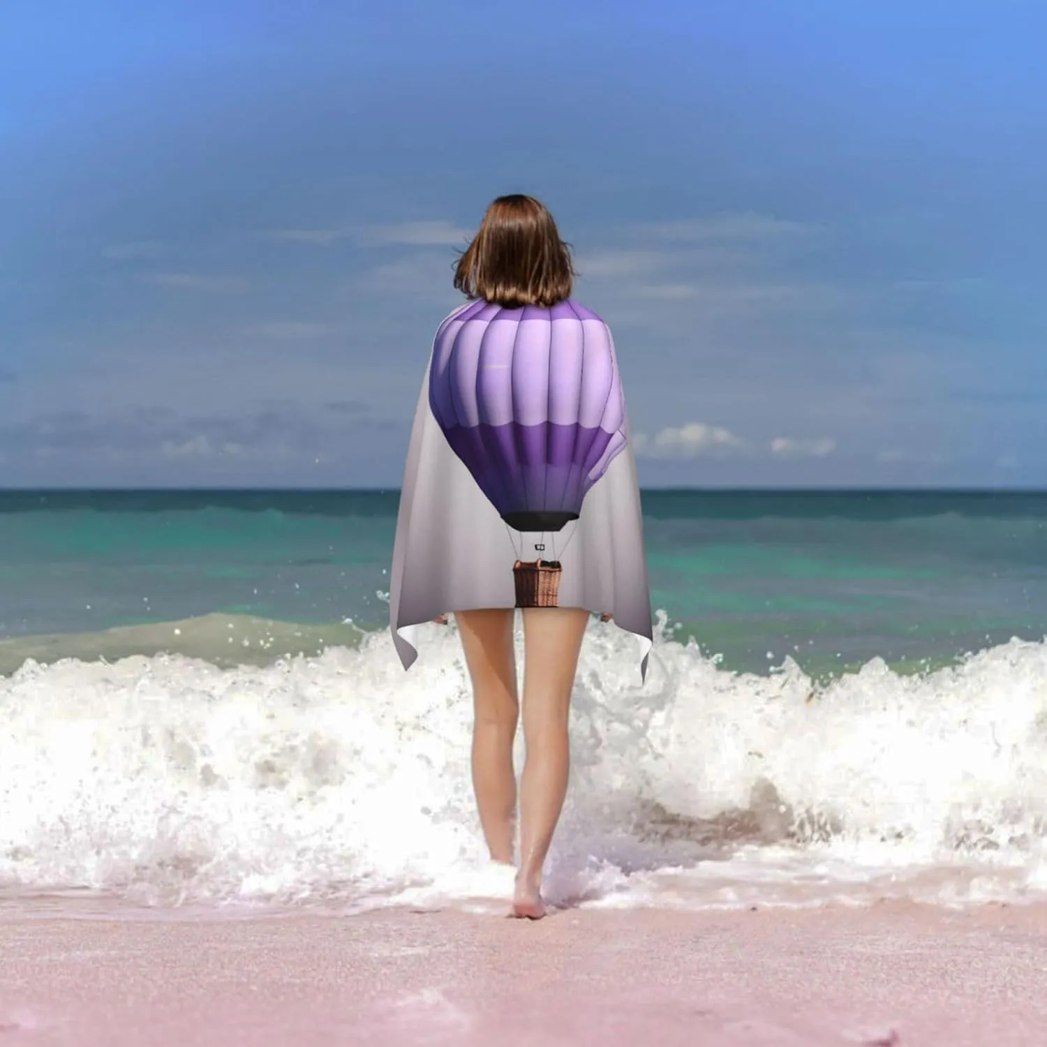 Lavender Hot Air Balloon Absorbent Quick Dry Towel for Swimmers Pool Sand Proof Beach Towels for Women Men