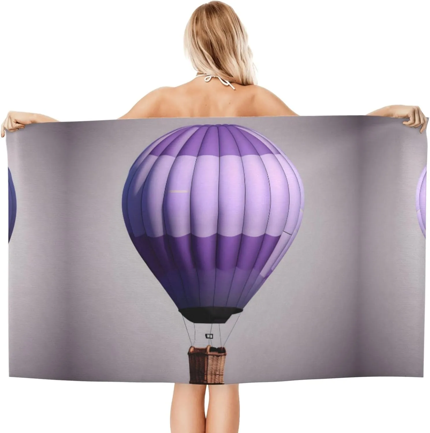 Lavender Hot Air Balloon Absorbent Quick Dry Towel for Swimmers Pool Sand Proof Beach Towels for Women Men