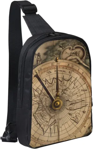 Law of The Compass Navigation Prints Sling Bag Crossbody Chest Bag for Men Women Kids, Lightweight Shoulder Bag for Runner Hiking Cycling Travel