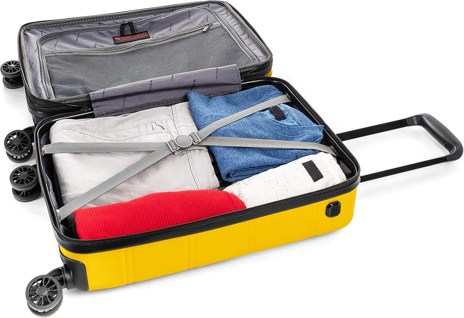 LAX Collection Hard Shell Spinner Carry On Luggage for Airplanes, Rolling Suitcase with 360-Degree Spinner Wheels, Retractable Handle, Airline Approved, 20 Inch, Yellow