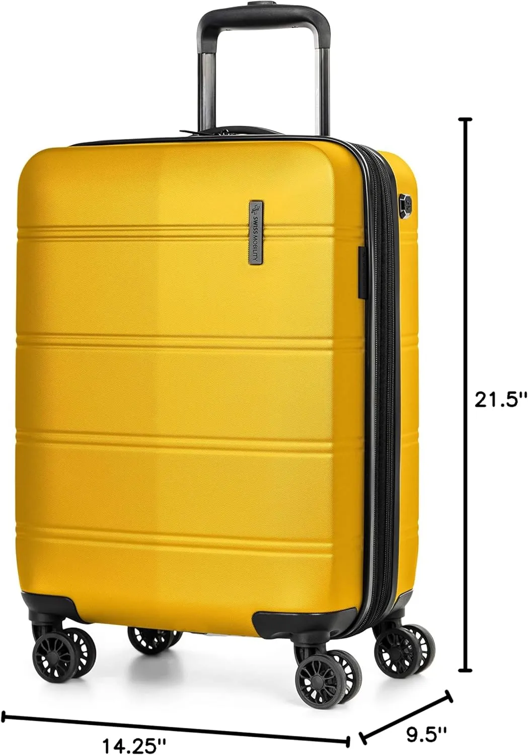 LAX Collection Hard Shell Spinner Carry On Luggage for Airplanes, Rolling Suitcase with 360-Degree Spinner Wheels, Retractable Handle, Airline Approved, 20 Inch, Yellow