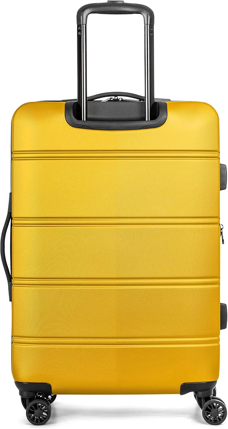 LAX Collection Hard Shell Spinner Carry On Luggage for Airplanes, Rolling Suitcase with 360-Degree Spinner Wheels, Retractable Handle, Airline Approved, 20 Inch, Yellow