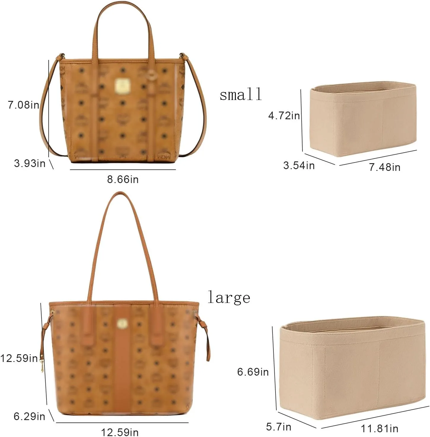 Lckaey purse organizer for tote bag organizer medium bag organizer Bottom thickening 3020khaki-L