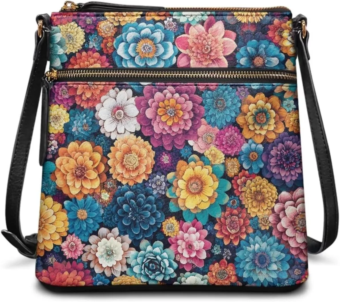 Leather Crossbody Bags for Women Large Sling Hobo Bag Trendy Messenger Bag with Zipper Closure for Dating Shopping