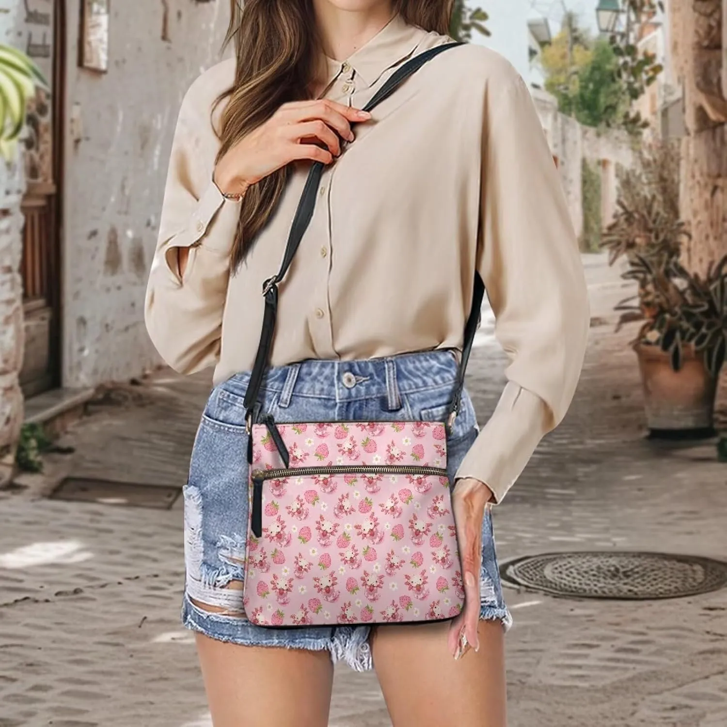 Leather Crossbody Bags for Women Large Sling Hobo Bag Trendy Messenger Bag with Zipper Closure for Dating Shopping