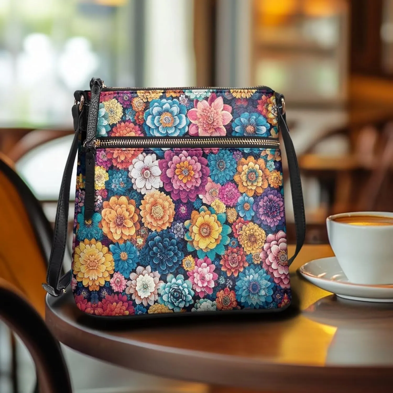 Leather Crossbody Bags for Women Large Sling Hobo Bag Trendy Messenger Bag with Zipper Closure for Dating Shopping