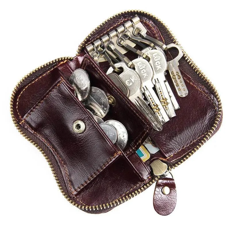 Leather Keycase Key Holder for Car Key Bag Cowhide Coin Wallet