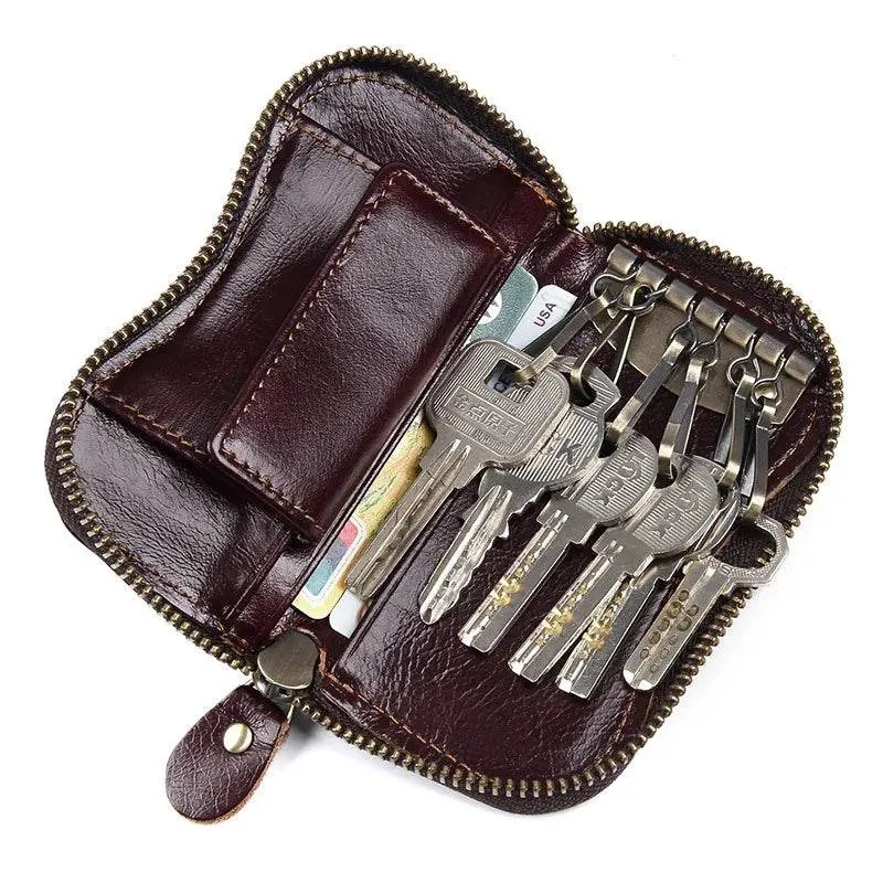 Leather Keycase Key Holder for Car Key Bag Cowhide Coin Wallet