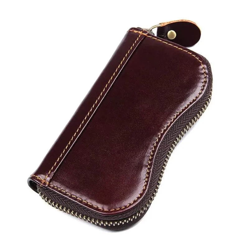 Leather Keycase Key Holder for Car Key Bag Cowhide Coin Wallet