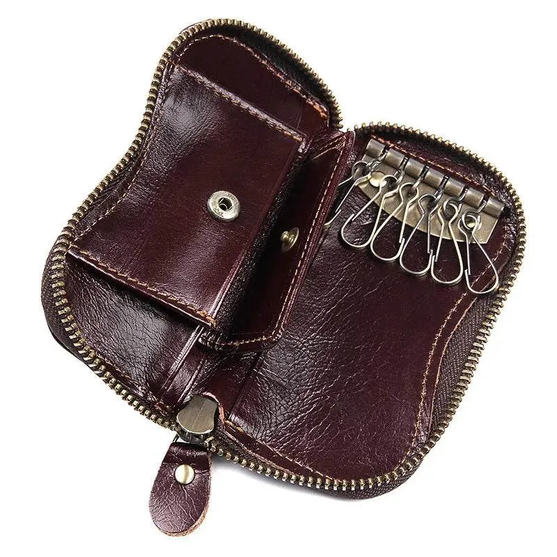 Leather Keycase Key Holder for Car Key Bag Cowhide Coin Wallet