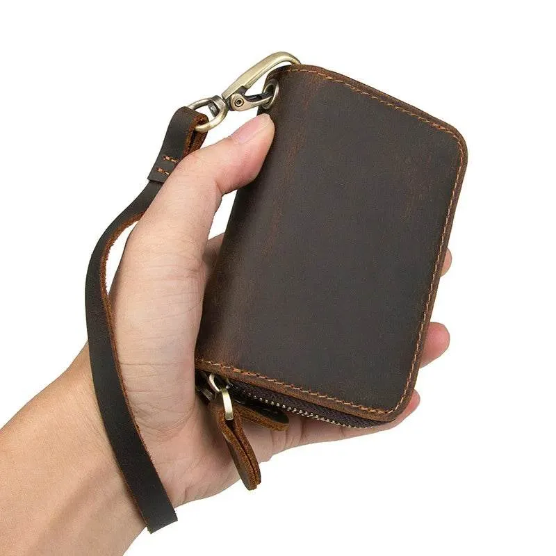 Leather Keycase Key Holder for Car Key Bag Cowhide Coin Wallet