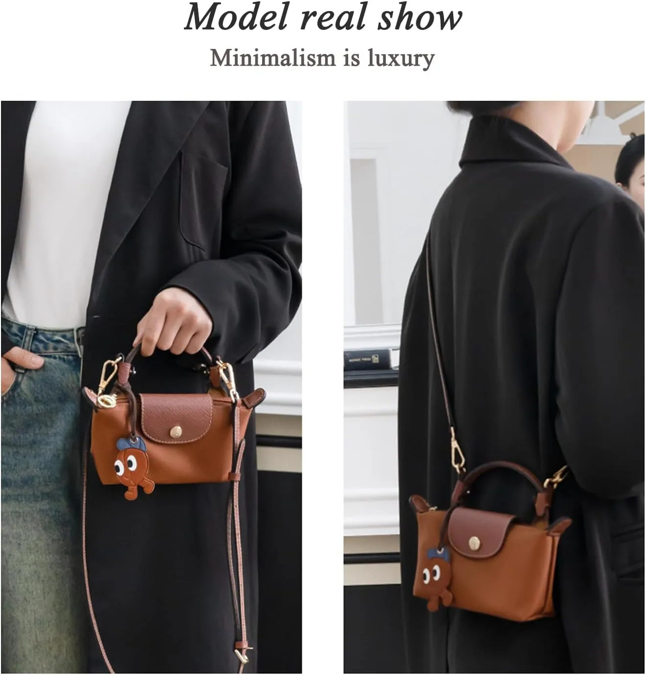 Leather Purse Straps for Longchamp Conversion Kit, Leather Handbag Crossbody Shoulder Strap Adjustable for Women