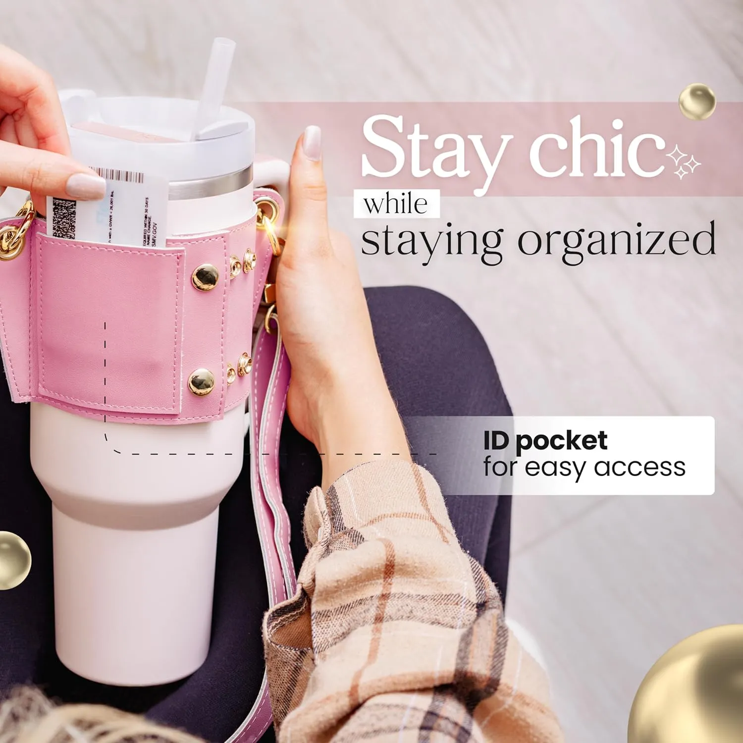 Leather Water Bottle Holder | Fits Stanley 30oz & 40oz | Adjustable Strap & Keyring | Premium Full-Grain Leather
