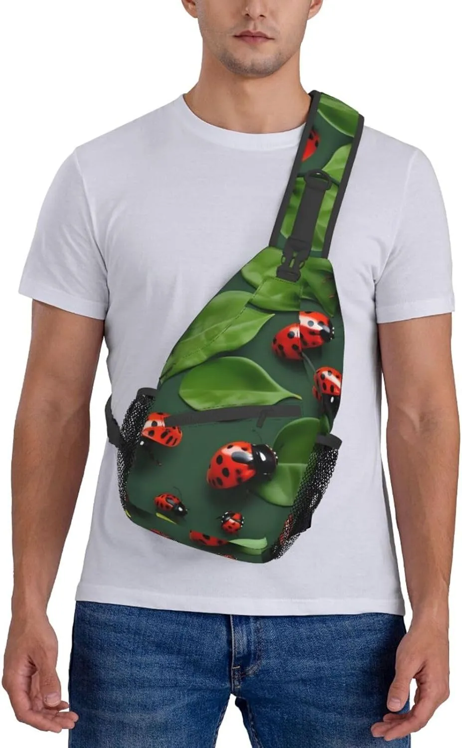 Leaves And Ladybug High Storage Capacity Chest Bag Diagonally Sling Backpack Crossbody Shoulder Bag For Men Women