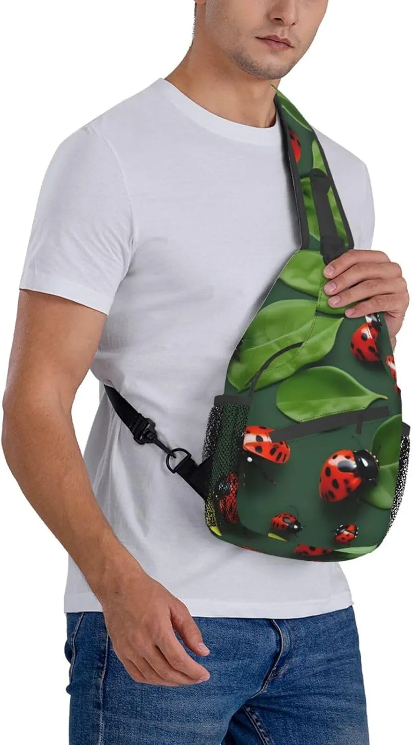 Leaves And Ladybug High Storage Capacity Chest Bag Diagonally Sling Backpack Crossbody Shoulder Bag For Men Women