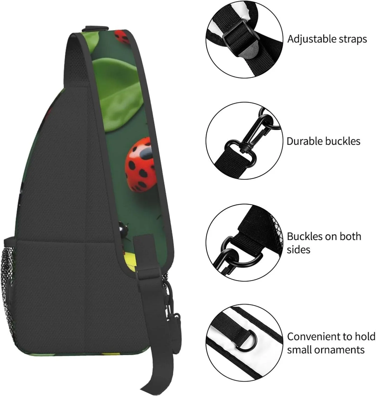 Leaves And Ladybug High Storage Capacity Chest Bag Diagonally Sling Backpack Crossbody Shoulder Bag For Men Women