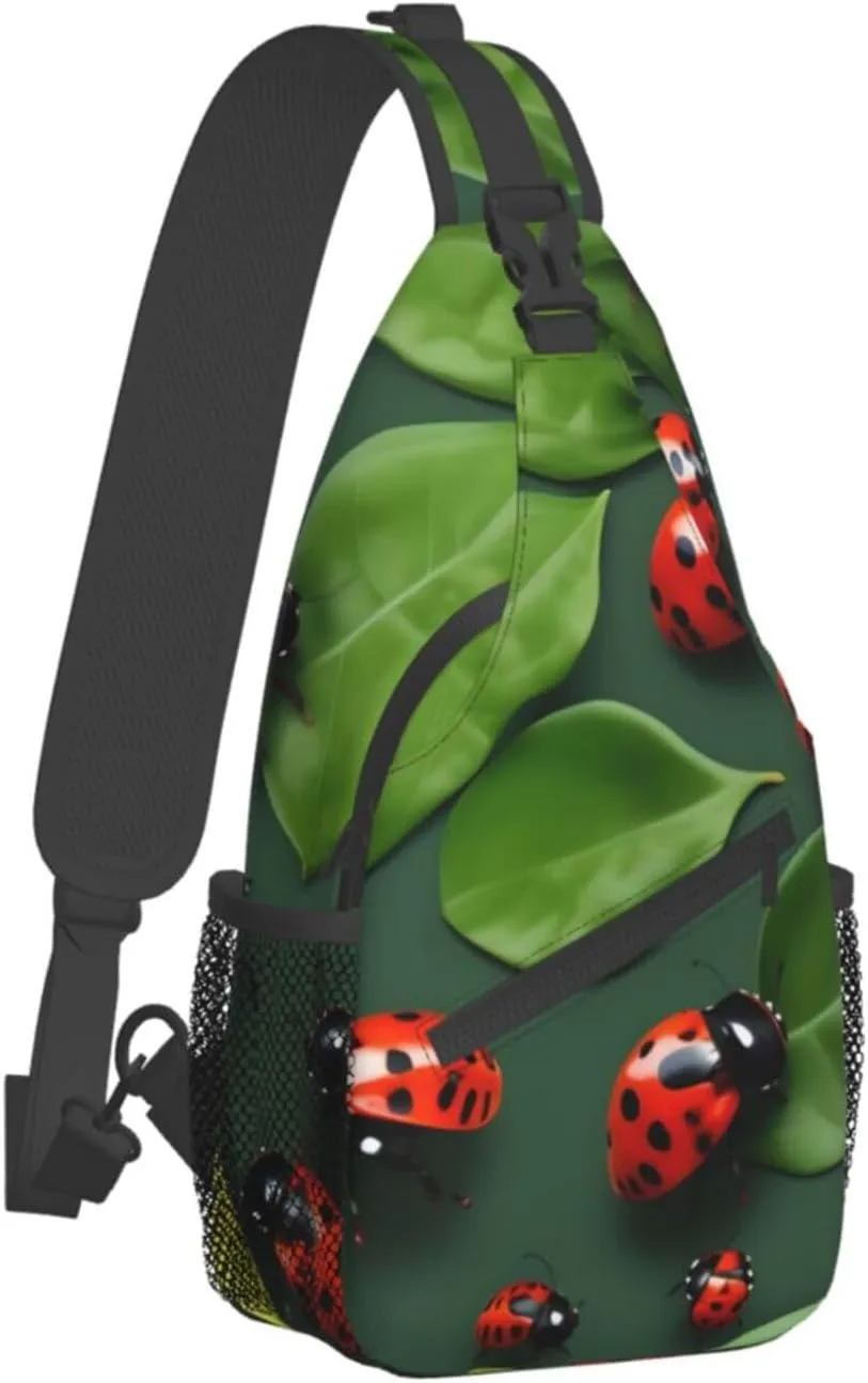 Leaves And Ladybug High Storage Capacity Chest Bag Diagonally Sling Backpack Crossbody Shoulder Bag For Men Women