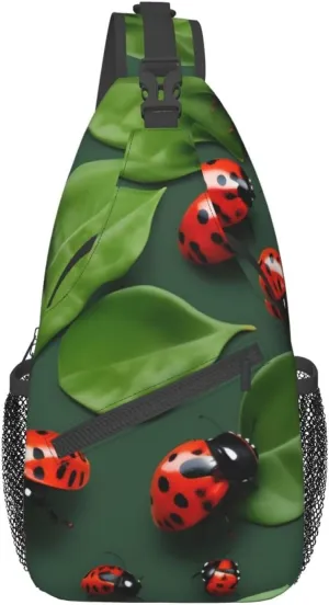 Leaves And Ladybug High Storage Capacity Chest Bag Diagonally Sling Backpack Crossbody Shoulder Bag For Men Women