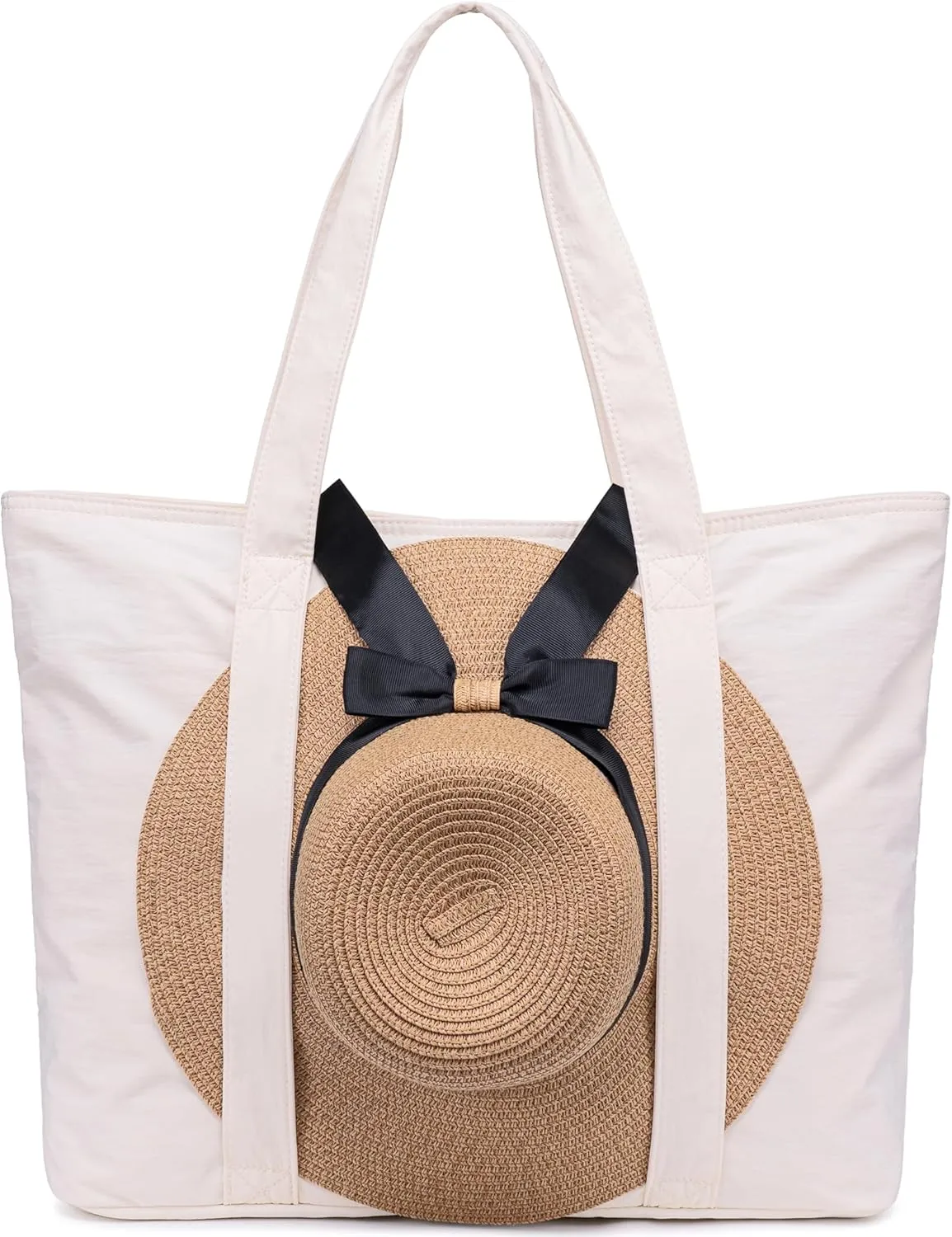 LEDAOU Beach Bags for Women, Beach Bags Waterproof Sandproof, Packable Beach Tote Bag with Zipper Travel Sports