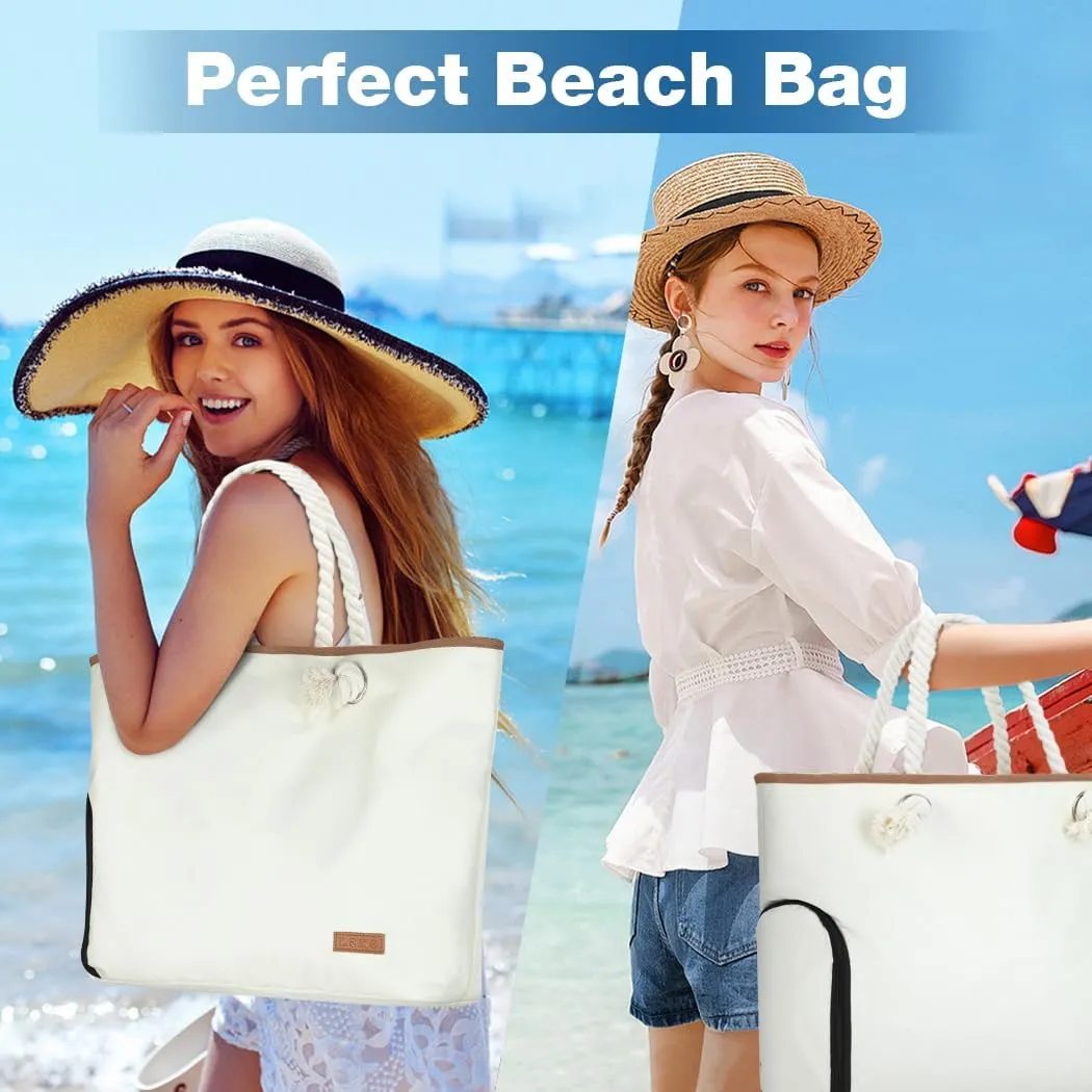 Lekesky Beach Bags for Women Large Waterproof Beach Tote Bags with Zipper Beach Bag Waterproof Sandproof Swim Pool Bag