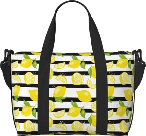 Lemon Print Stride Large Laptop Tote Travel Work Bag For Women Men Gym Beach Bag For Women Crossbody Carry On Shoulder Bag With Compartments Zipper,Overnight Weekender Bags