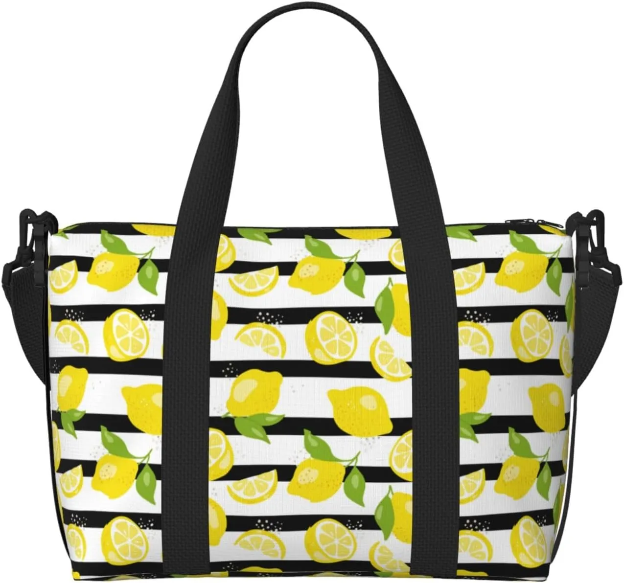 Lemon Print Stride Large Laptop Tote Travel Work Bag For Women Men Gym Beach Bag For Women Crossbody Carry On Shoulder Bag With Compartments Zipper,Overnight Weekender Bags