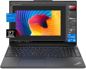Lenovo ThinkPad E16 Business Laptop, 16" FHD  Display, Intel Core i5-13420H (Beat Ryzen 5 7530U), 16GB RAM, 512GB SSD, Backlit Keyboard, Wi-Fi 6, Windows 11 Pro, Black