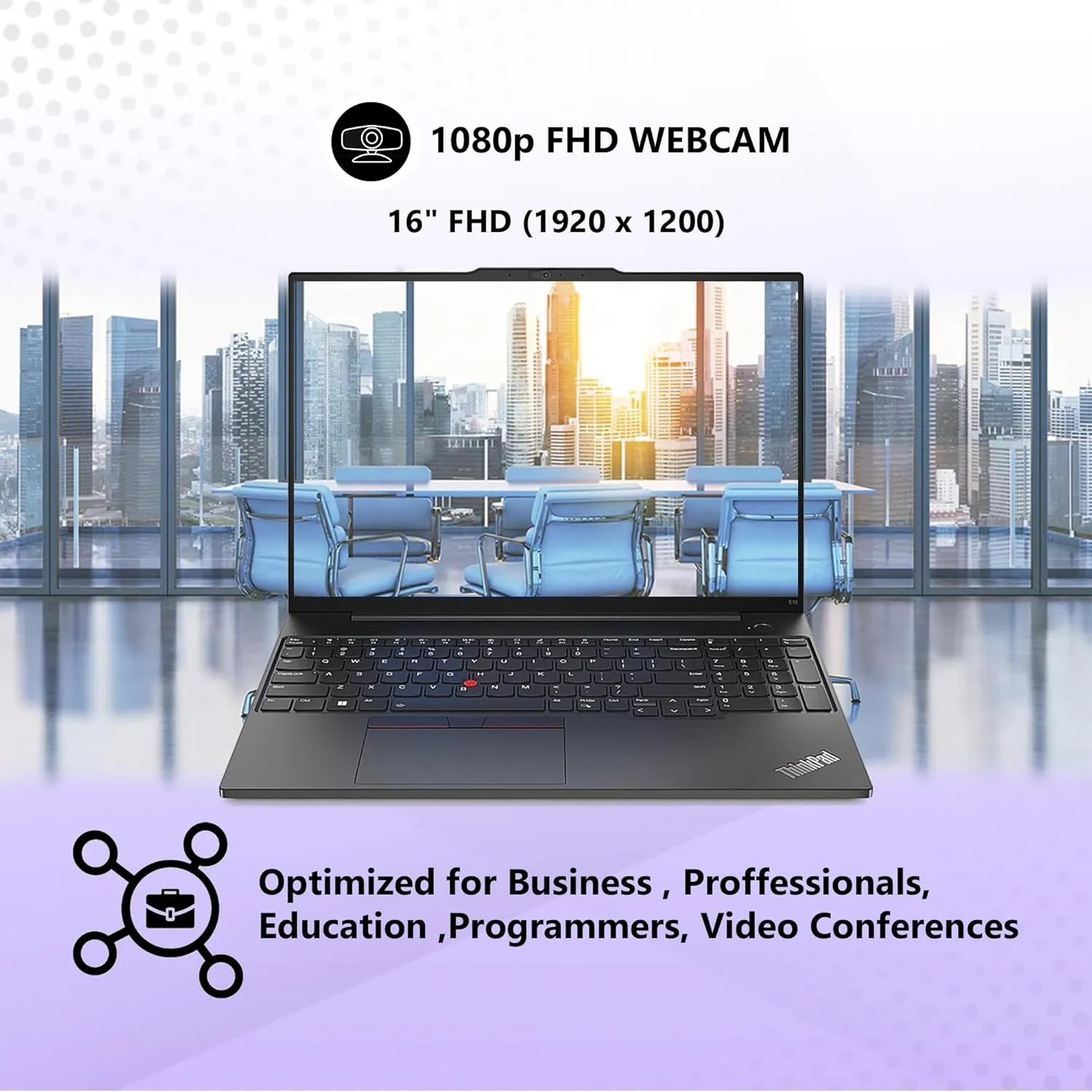 Lenovo ThinkPad E16, WUXGA 16" IPS, Intel 10 Core i7-1355U, 40GB RAM, 1TB NVMe, Fingerprint, Backlit KB, WiFi 6, Bluetooth, RJ-45, W11P, Business Laptop