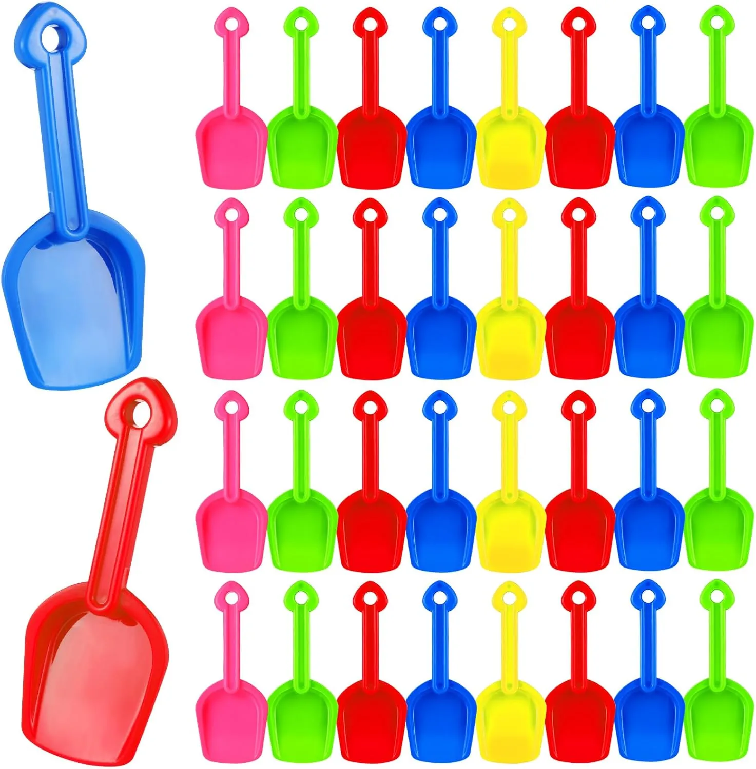 Lenwen 48 Pieces Mini Sand Shovel 7.68 Inch Beach Toy Plastic Beach Shovel Colorful Toy Scoop for Garden Gardening Shoveling Digging, 5 Colors