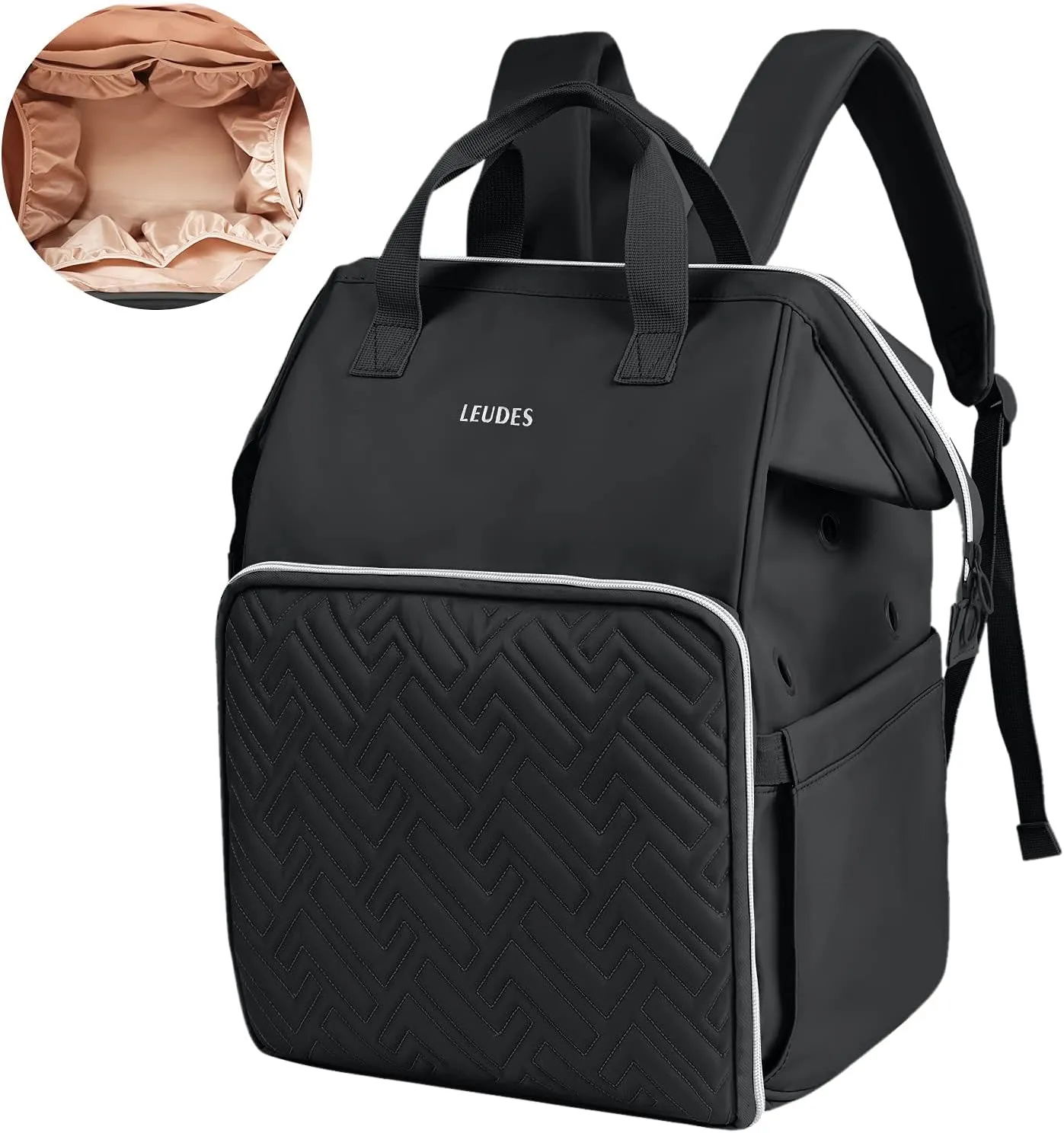 Leudes Knitting Bag Backpack, Yarn Storage Organizer Large Crochet Bag Tote Christmas Gift Yarn Holder Case for Carrying Projects, Knitting Needles (Black)