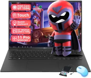 LG Gram 16 Touchscreen Laptop - Windows 11 Pro • 2024 Office Lifetime • 16" WQXGA • Intel 16-Core Ultra 7 155H (Up to 4.8GHz) • Intel Arc Graphics • 32GB RAM • 8TB SSD • Backlit KB • w/DVD Drive