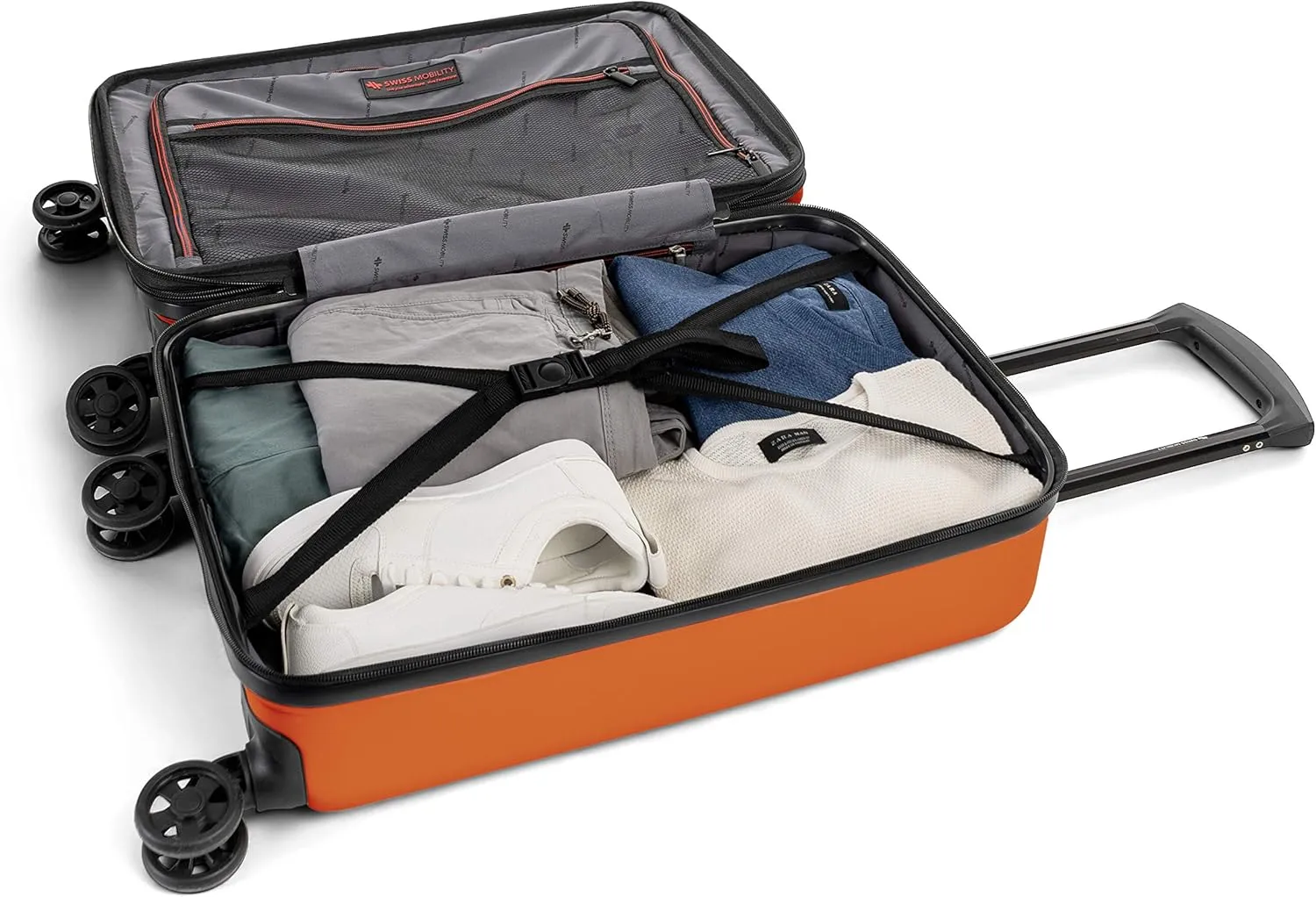 LGA Collection Hard Shell Spinner Carry On Luggage for Airplanes, Rolling Suitcase with 360-Degree Spinner Wheels, Retractable Handle, Airline Approved, 20 Inch, Orange