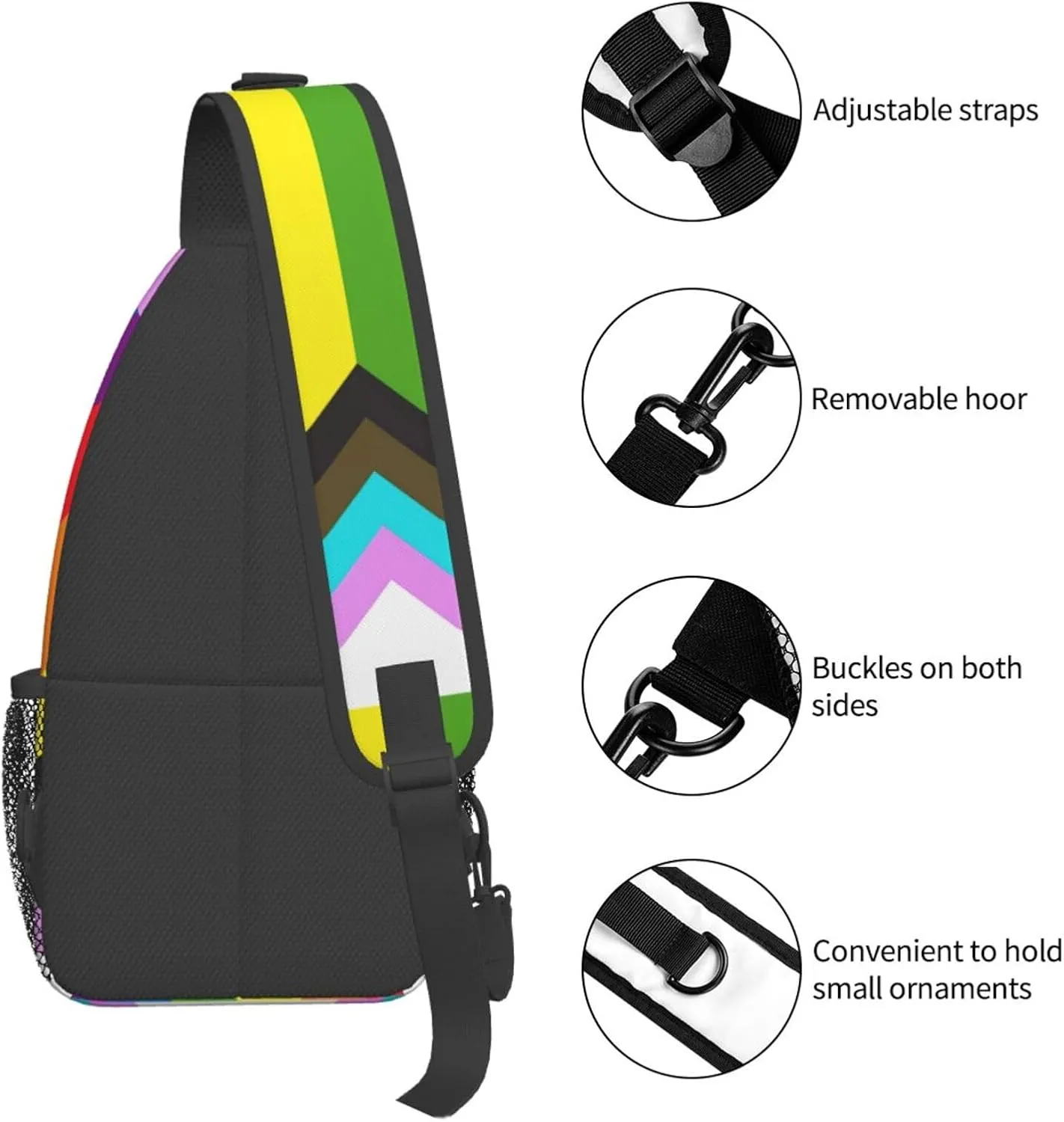 Lgbt Pride Rainbow Gay Flag Chest Sling Bag Crossbody Shoulder Backpack Bag Gym Cycling Daypack Travel Hiking Cross Bag