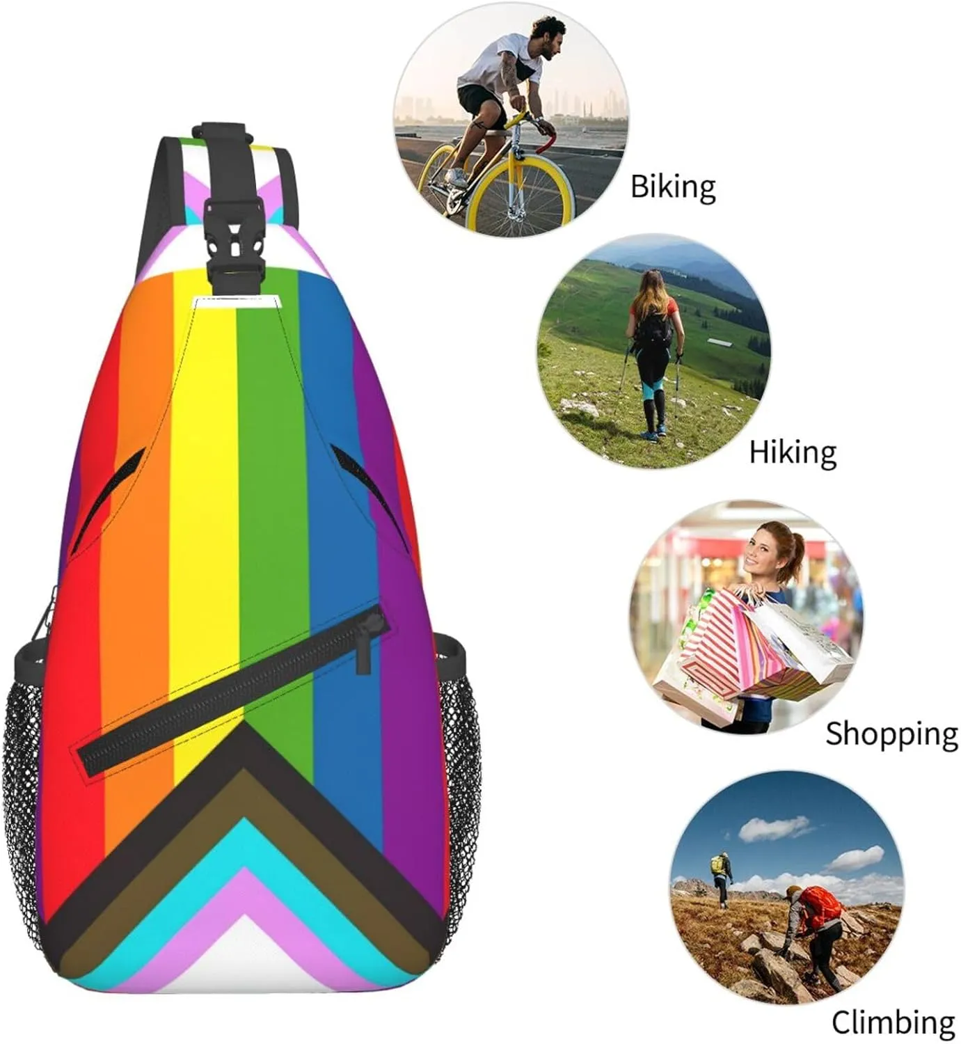 Lgbt Pride Rainbow Gay Flag Chest Sling Bag Crossbody Shoulder Backpack Bag Gym Cycling Daypack Travel Hiking Cross Bag