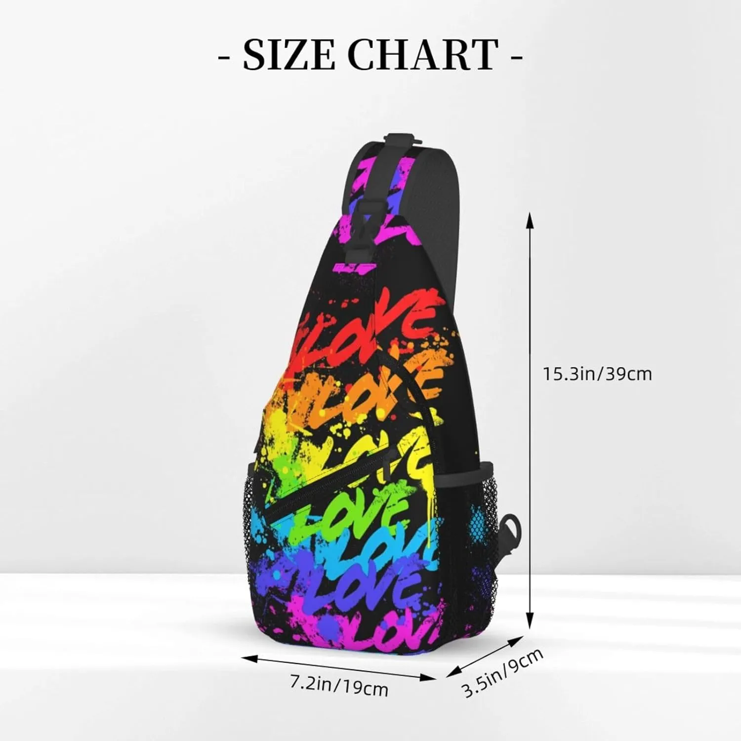 Lgbt Pride Rainbow Gay Love Love Love Chest Sling Bag Crossbody Shoulder Backpack Bag Gym Cycling Daypack Travel Hiking Cross Bag