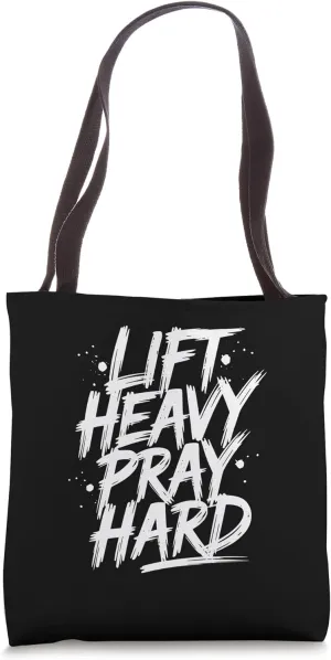 Lift Heavy Pray Hard God's Gym Christian Workout Tote Bag
