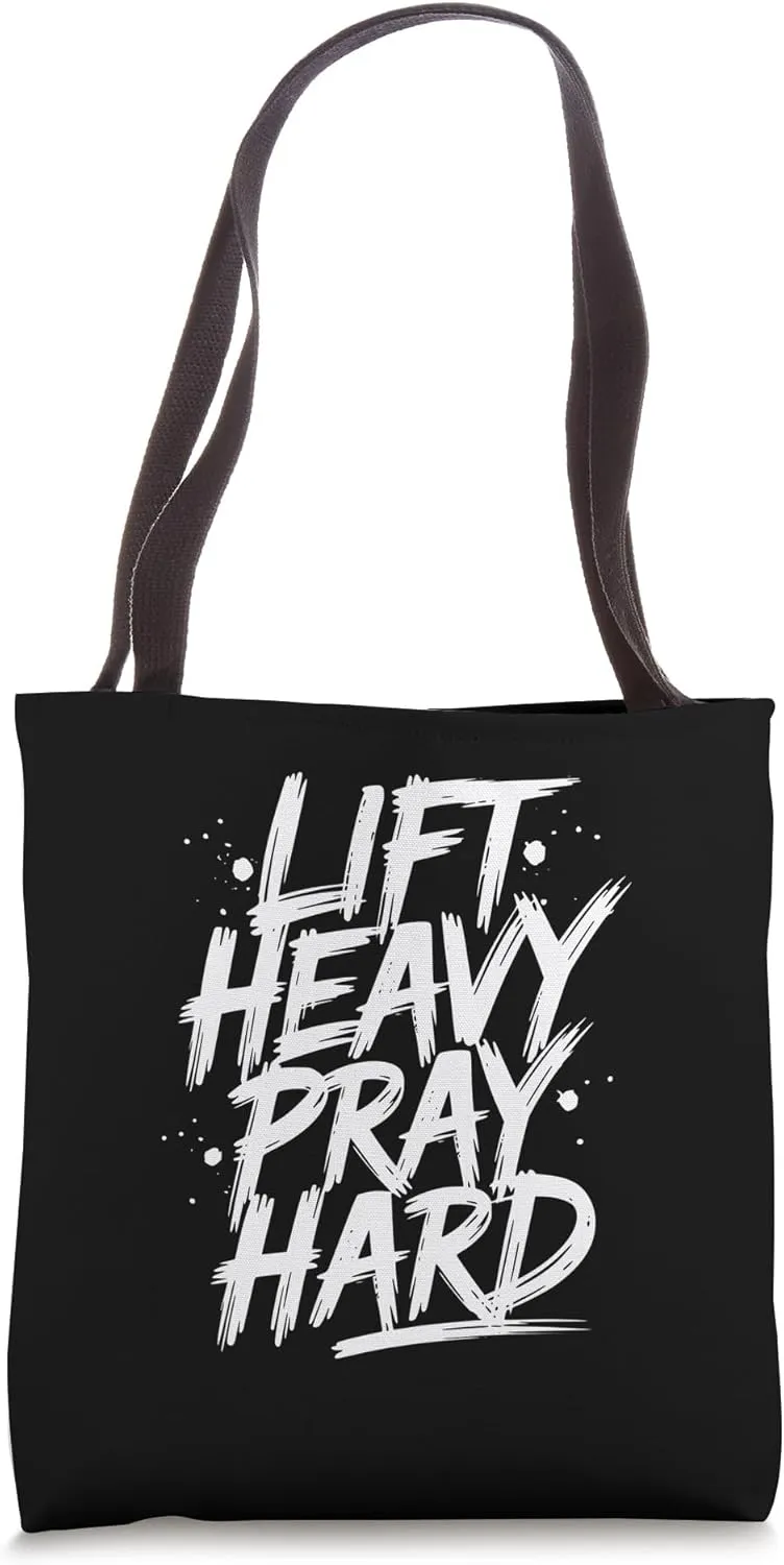 Lift Heavy Pray Hard God's Gym Christian Workout Tote Bag