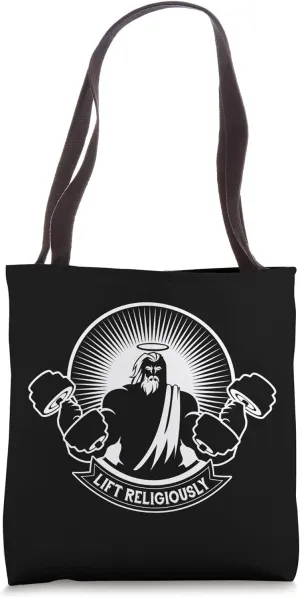 Lift Religiously | God Weightlifting | Funny Gym & Fitness Tote Bag