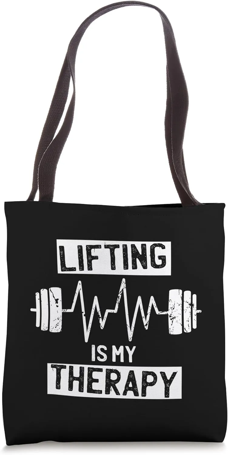 Lifting Is My Therapy - Funny Gym Workout Tote Bag