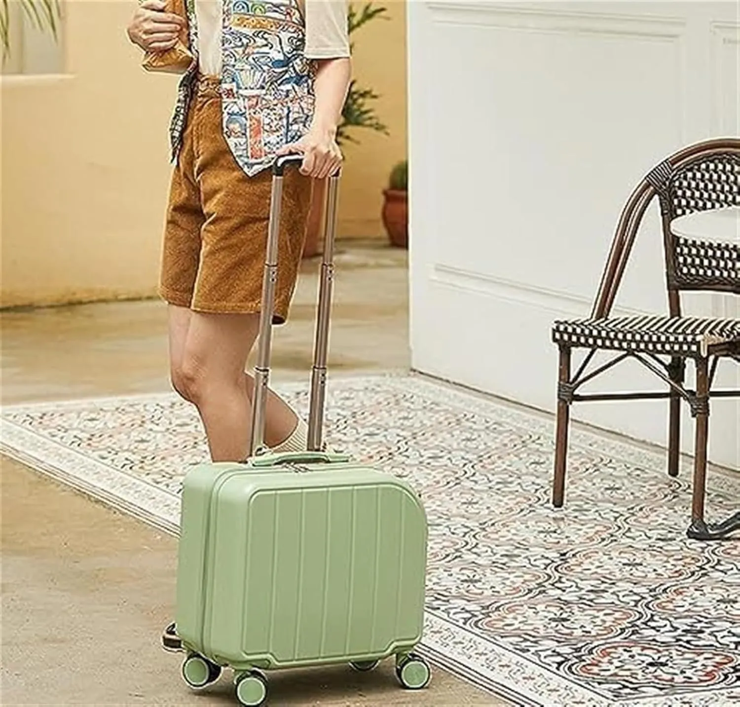 Light Suitcase 18inch Suitcases With 4 Wheels ABS Luggage Bag For Travel Suitcase Carry On Luggage Wheeled Luggage (Color : D, Size : 18 in)