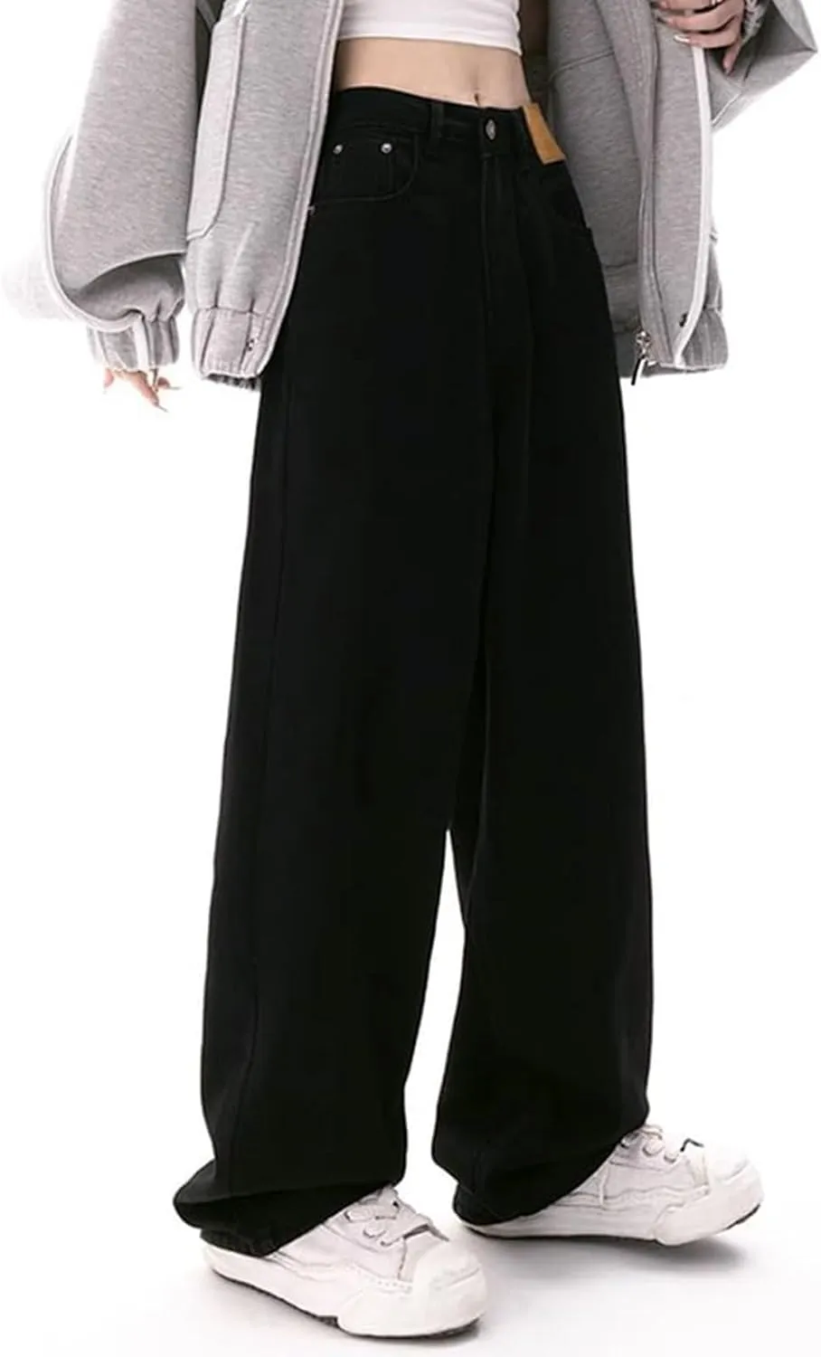 Light Wash Jeans Women Stretchy Loose High Waisted Wide Leg Floor Length Jeans with Middle Joint Fall Outfits 2024