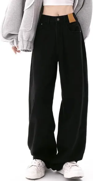 Light Wash Jeans Women Stretchy Loose High Waisted Wide Leg Floor Length Jeans with Middle Joint Fall Outfits 2024