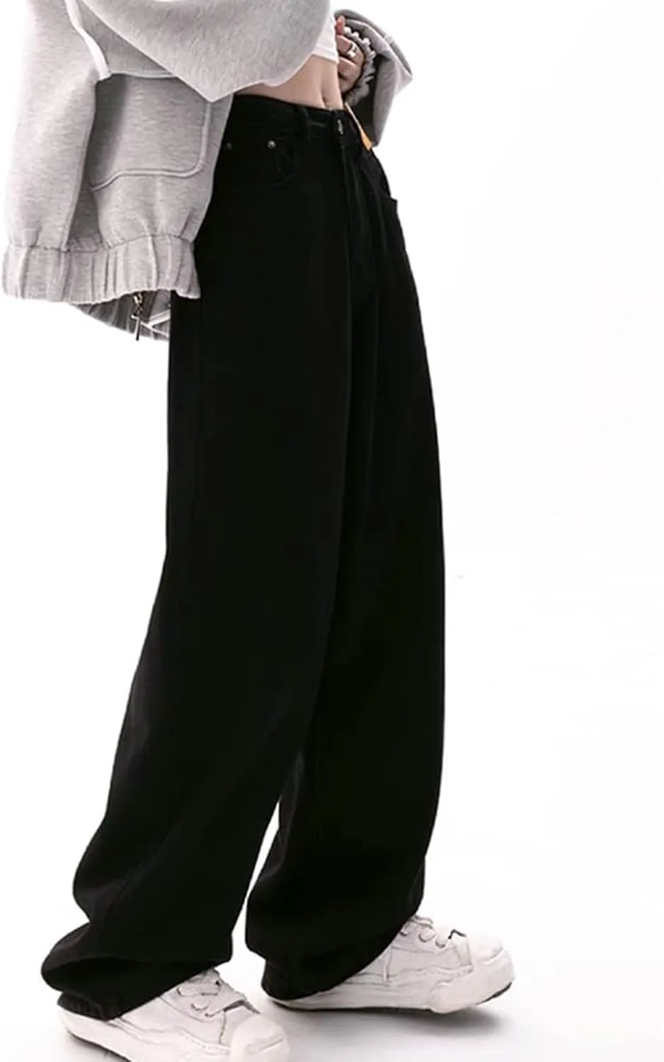 Light Wash Jeans Women Stretchy Loose High Waisted Wide Leg Floor Length Jeans with Middle Joint Fall Outfits 2024