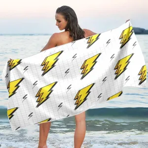 Lightning Bolts Beach Towels Oversized 71x31in Extra Large Pool Towel with Mesh Storage Bag, Lightweight Sand Free Quick Dry Beach Towel Travel Towel for Swim Bath Yoga Camping Gym