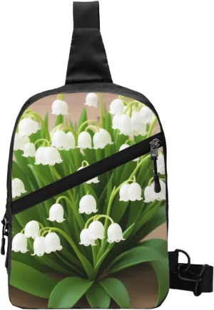 Lilies Of The Valley Sling Bag For Women And Men Fashion Folding Chest Bag Adjustable Crossbody Travel Shoulder Bag