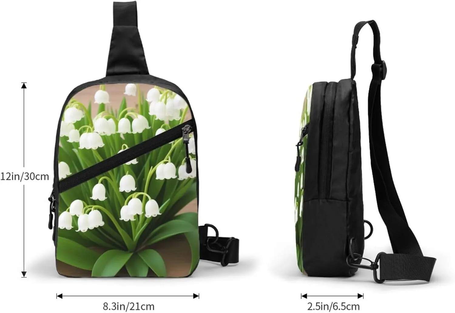 Lilies Of The Valley Sling Bag For Women And Men Fashion Folding Chest Bag Adjustable Crossbody Travel Shoulder Bag