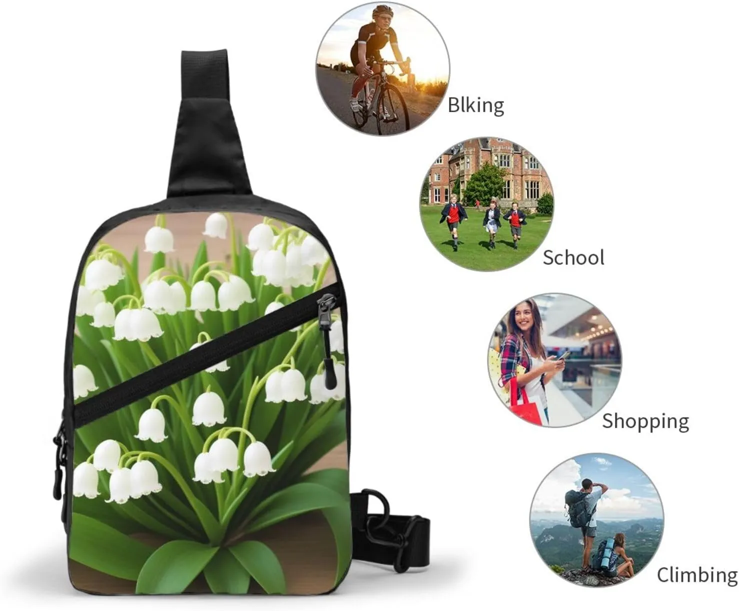 Lilies Of The Valley Sling Bag For Women And Men Fashion Folding Chest Bag Adjustable Crossbody Travel Shoulder Bag