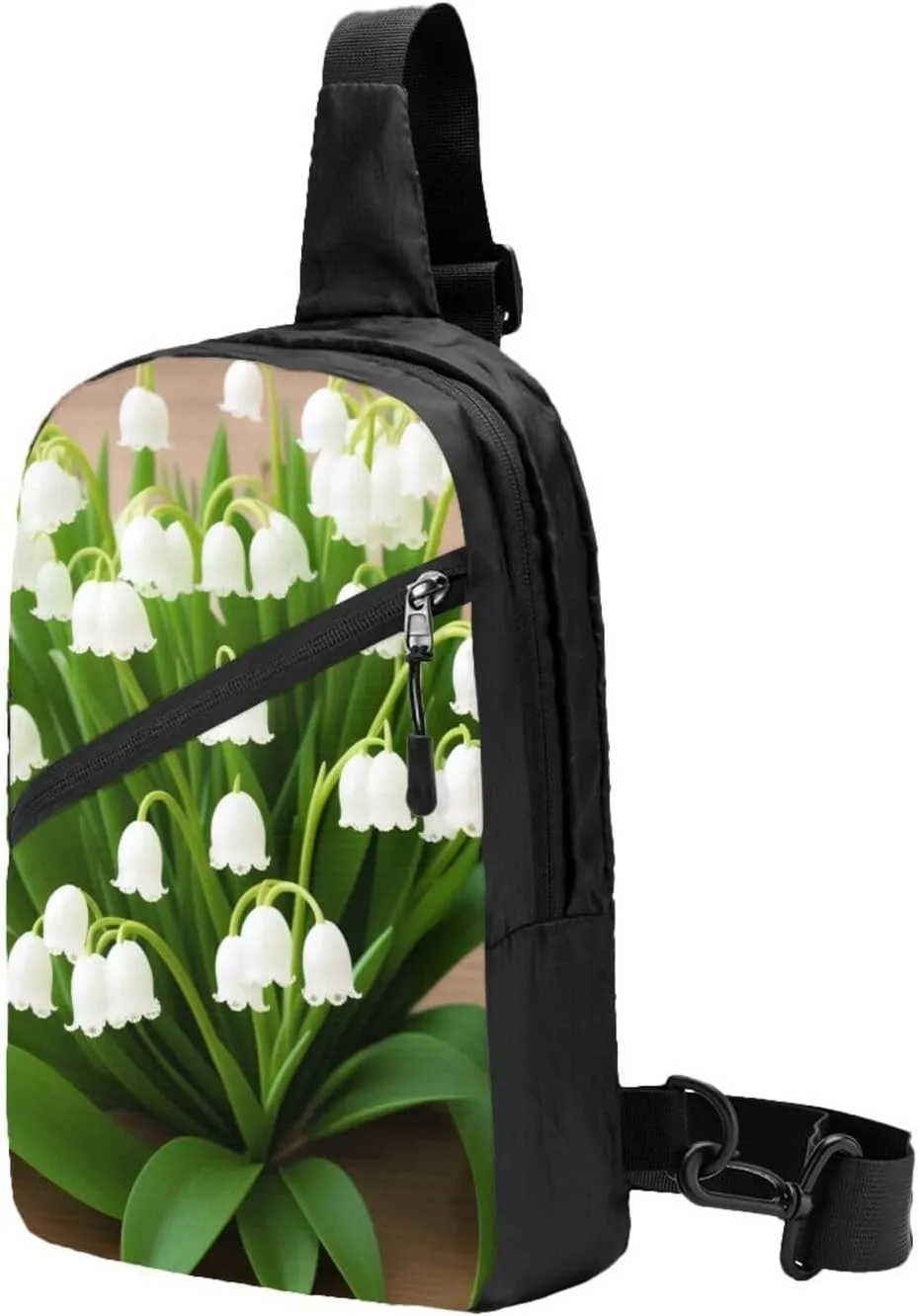 Lilies Of The Valley Sling Bag For Women And Men Fashion Folding Chest Bag Adjustable Crossbody Travel Shoulder Bag